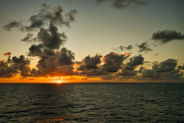 Spectacular sunset on the Caribbean sea