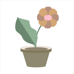 flower in a pot in the style of a flat