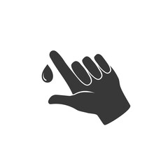 Finger with blood drop illustration. Perfect blood test design for healthcare collection. Symbol of blood test. Vector illustration