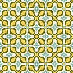 Abstract floral tile seamless pattern retro vintage 70s illustration background