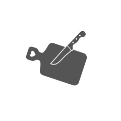 The cutting board and knife icon. Chef and restaurant, kitchen symbol. Flat Vector 
