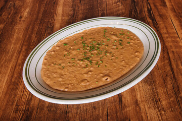 Single plate of Mexican beans