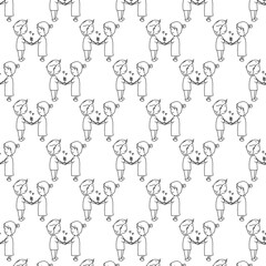 Hand drawn romance couple pattern design for print design