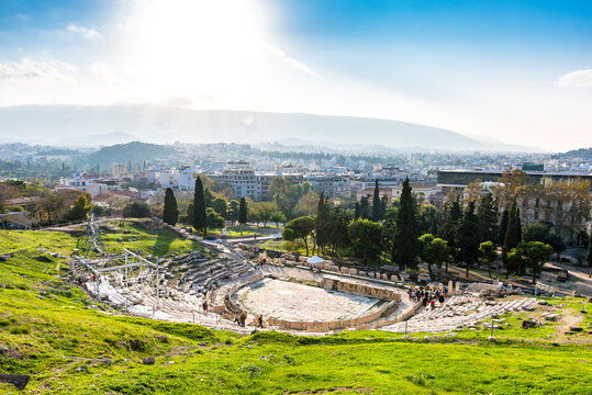 The Theatre of Dionysus view from Acropolis Hill of Athens