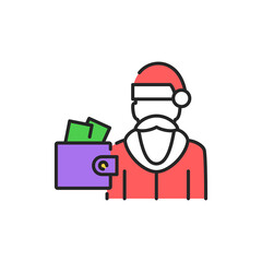 Order santa claus color line icon. Glowing lights. Editable stroke.