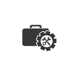 Toolbox with instruments inside. Workman's toolkit. Workbox in icon style. Vector illustration