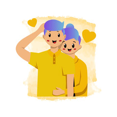 Illustration of woman hugging her boyfriend design concept