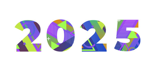 2025 Concept Retro Colorful Word Art Illustration