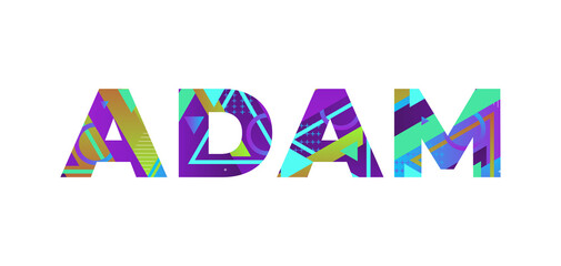 Adam Concept Retro Colorful Word Art Illustration