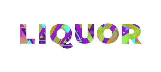 Liquor Concept Retro Colorful Word Art Illustration