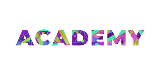 Academy Concept Retro Colorful Word Art Illustration
