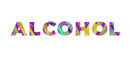 Alcohol Concept Retro Colorful Word Art Illustration
