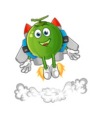 coconut with jetpack mascot. cartoon vector