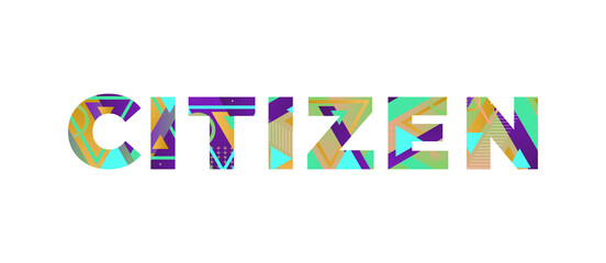 Citizen Concept Retro Colorful Word Art Illustration