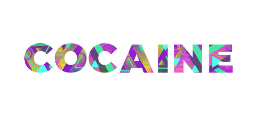 Cocaine Concept Retro Colorful Word Art Illustration