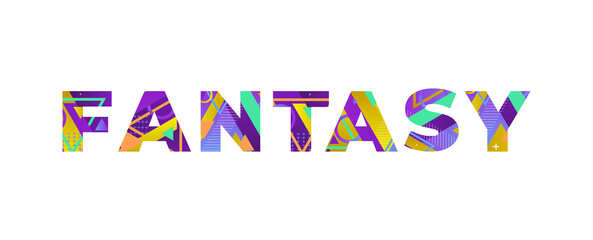 Fototapeta premium Fantasy Concept Retro Colorful Word Art Illustration