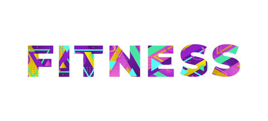 Fitness Concept Retro Colorful Word Art Illustration