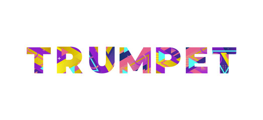 Trumpet Concept Retro Colorful Word Art Illustration