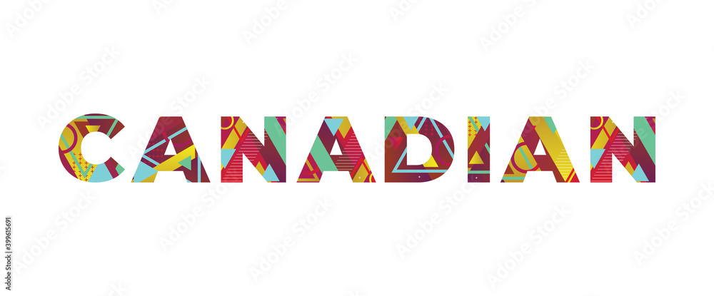 Sticker canadian concept retro colorful word art illustration