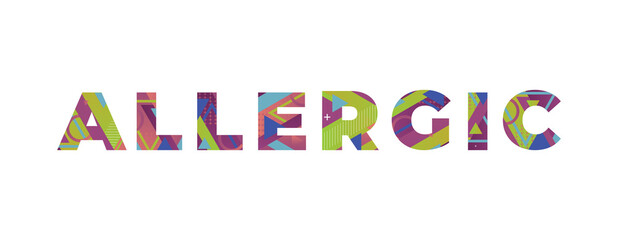 Allergic Concept Retro Colorful Word Art Illustration