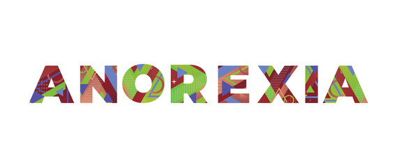 Anorexia Concept Retro Colorful Word Art Illustration
