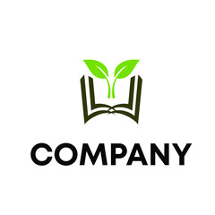 leaf with open book logo