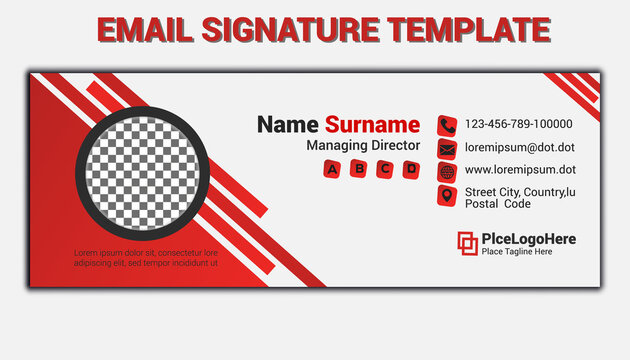 Corporate email signature template design vector with space for place photo logo information icon for business .email signatures illustration with contact phone for branding and communication
