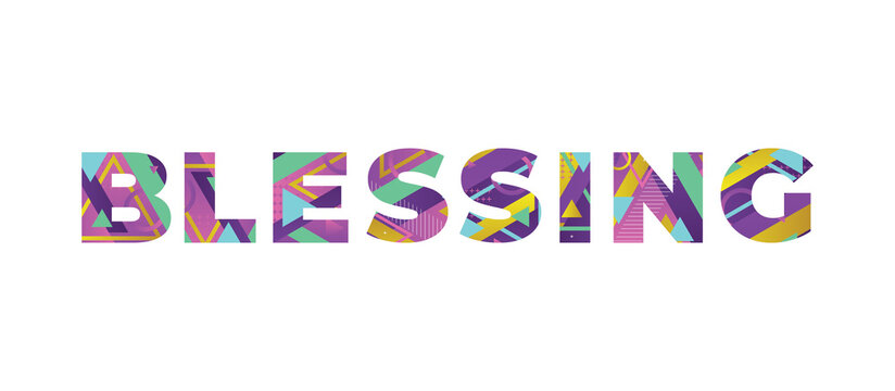 Blessing Concept Retro Colorful Word Art Illustration