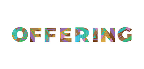 Offering Concept Retro Colorful Word Art Illustration