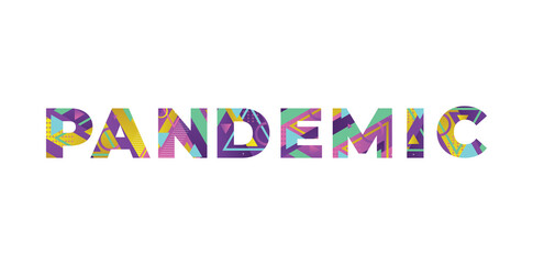 Pandemic Concept Retro Colorful Word Art Illustration