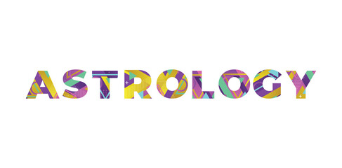 Astrology Concept Retro Colorful Word Art Illustration