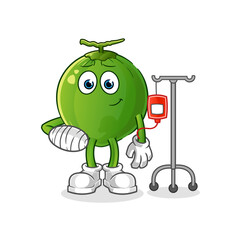 coconut sick in IV illustration. character vector