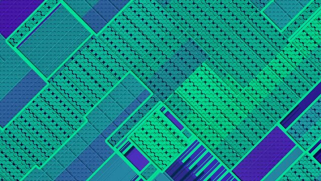 The diagonal movement of flat rectangular figures. 3d render loop animation. HD