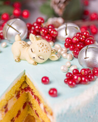 Festive Christmas cake with a figure of a deer