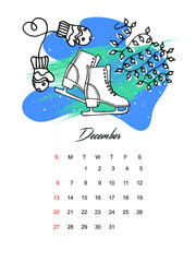 Vector calendar scandinavian style. December 2021.