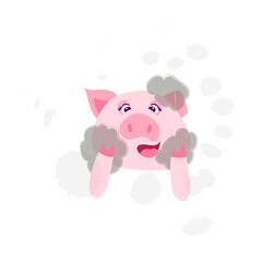 pig beautician washes his face making a mask
