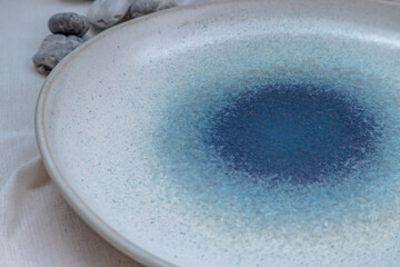 Detailed of Ceramic Plates on Calico. Ceramic tableware, Beautiful arrangement.