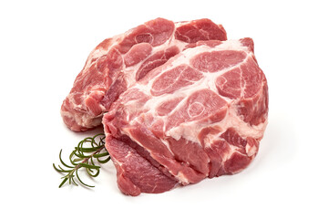 Raw pork meat, isolated on white background