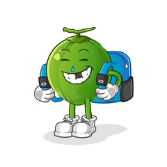 coconut goes to school vector. cartoon character