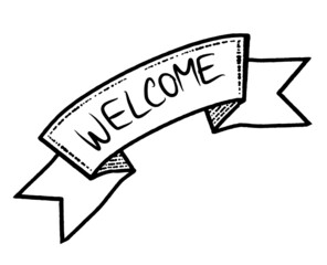 Vector illustration - black and white Welcome ribbon