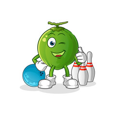 coconut play bowling illustration. character vector