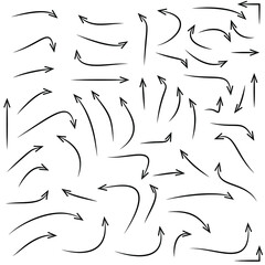 Set of rough hand drawn, handmade elements arrows, waypoints isolated on white background EPS Vector