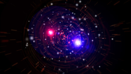 Abstract digital wormhole, particle light tunnel in space