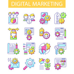 digital marketing thin, icons set