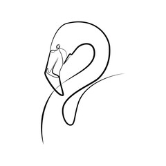 Flamingo in one line. Black line vector illustration on white background
