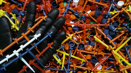 Fototapeta premium Plastic pump head, used for packing cosmetics In the plastic factory manufacturing industry