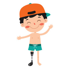 Funny Cartoon Character Using Prosthesis