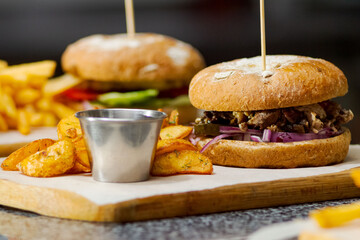 burger and fries