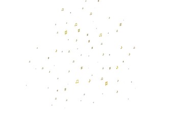 Light Orange vector background with music symbols.