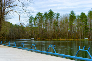 Dock at water's ed along the South Holston River in Tennessee